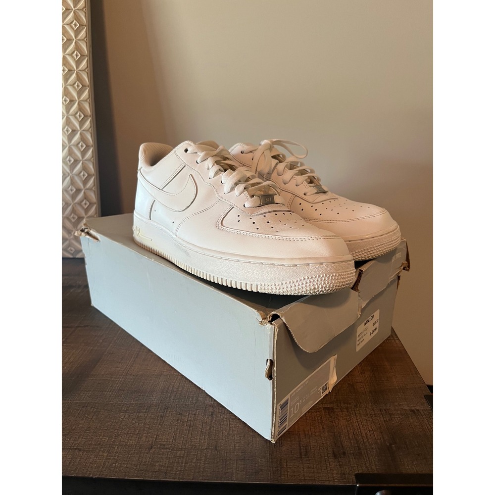 Nike Air Force 1 07 Low Triple White Shoe 315122-111 Mens 10.5 W/ Box No Insoles